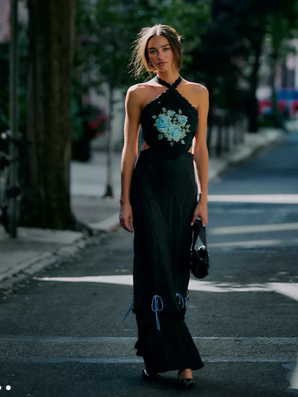 For Love and Lemons Black Floral Lace Maxi Dress